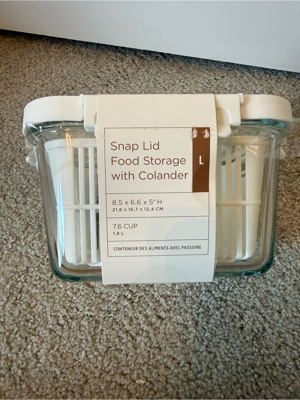 Snap Lid Food Storage with Colander - White